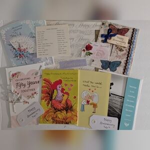 Wedding Anniversary Theme Crafting Papers Kit - Miscellaneous Lot Vintage & New